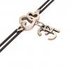 macrame bracelet, twin hearts – black cord – December 31st, made of 18k rose gold vermeil on 925 sterling silver  