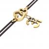 macrame bracelet, twin hearts – black cord – December 31st, made of 18k yellow gold vermeil on 925 sterling silver  