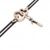macrame bracelet, twin hearts – black cord – January 1st, made of 18k rose gold vermeil on 925 sterling silver