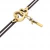 macrame bracelet, twin hearts – black cord – January 1st, made of 18k yellow gold vermeil on 925 sterling silver