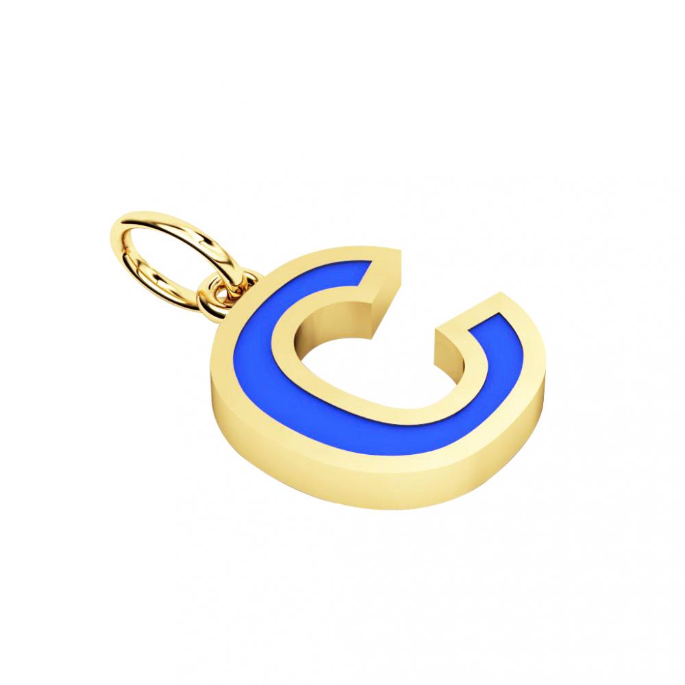 ROUND ENAMEL & GOLD LETTER C INITIAL CHARM  NECKLACE IN PINK BLUE BLACK OR WHITE 