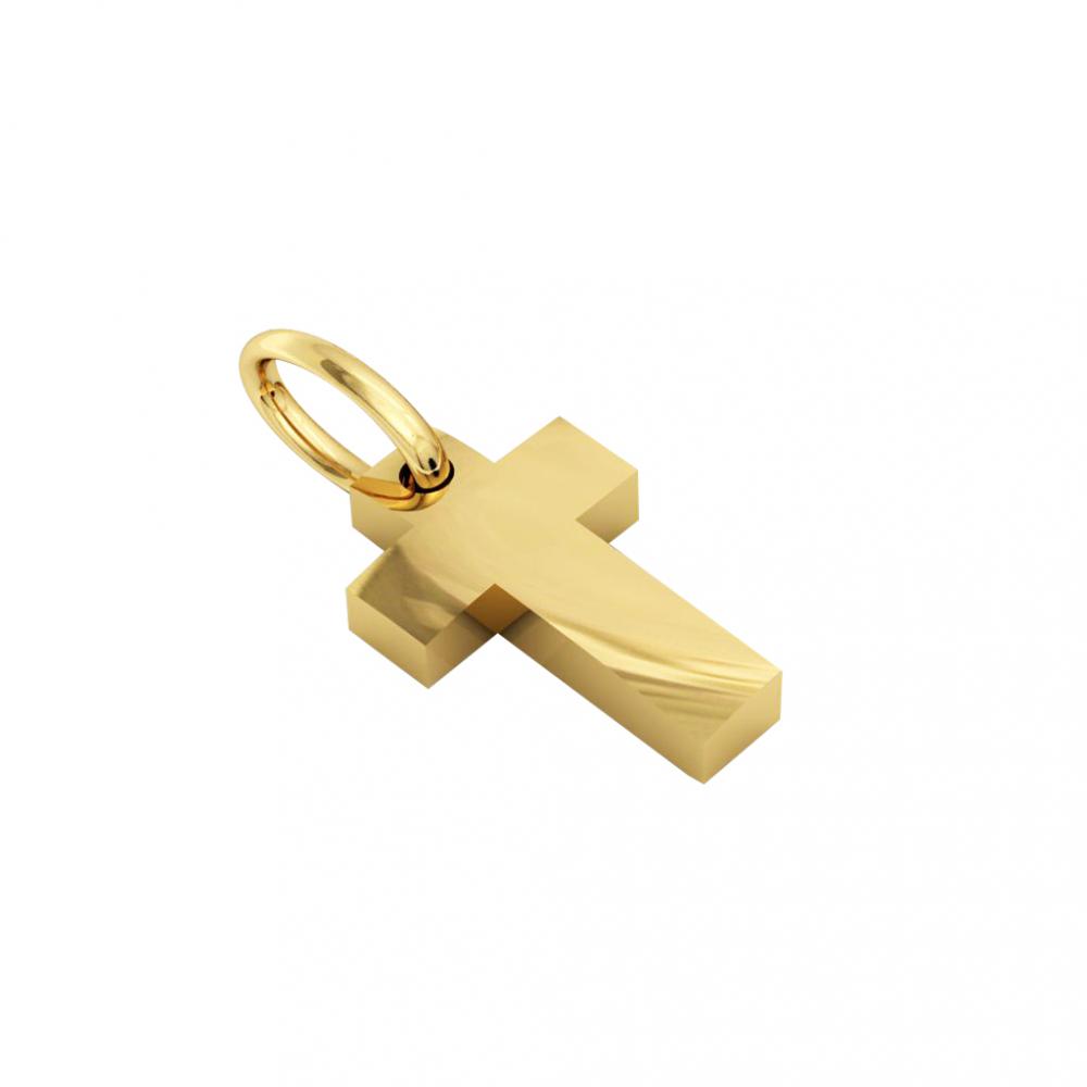 Small Cross Pendant, hand finished, made of 14 karat gold