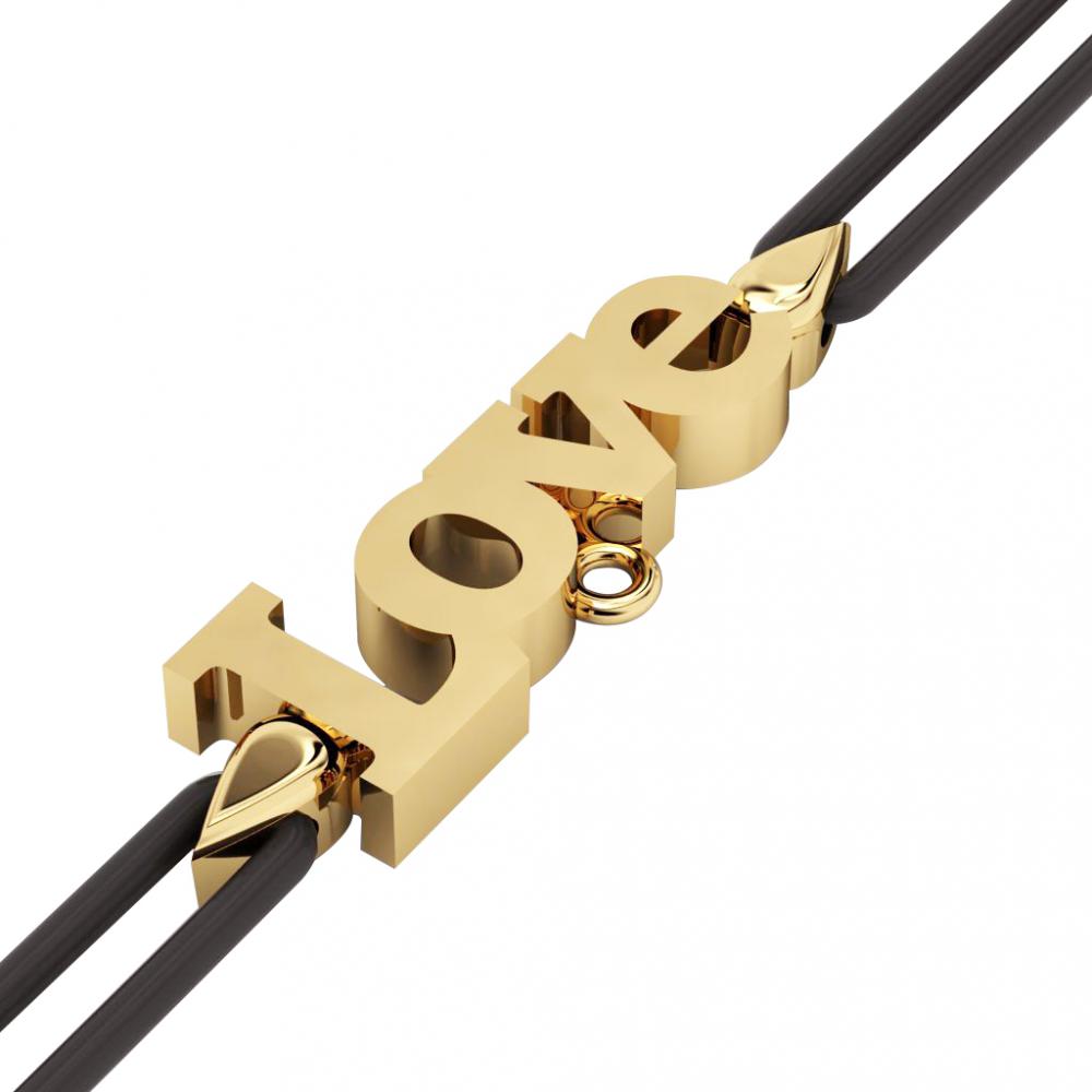 Love Macrame Charm Bracelet,, / made of 925 sterling silver / 18k gold finish – black cord