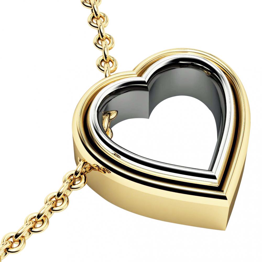 Twin Heart Necklace, made of 925 sterling silver / 18k yellow & white gold finish