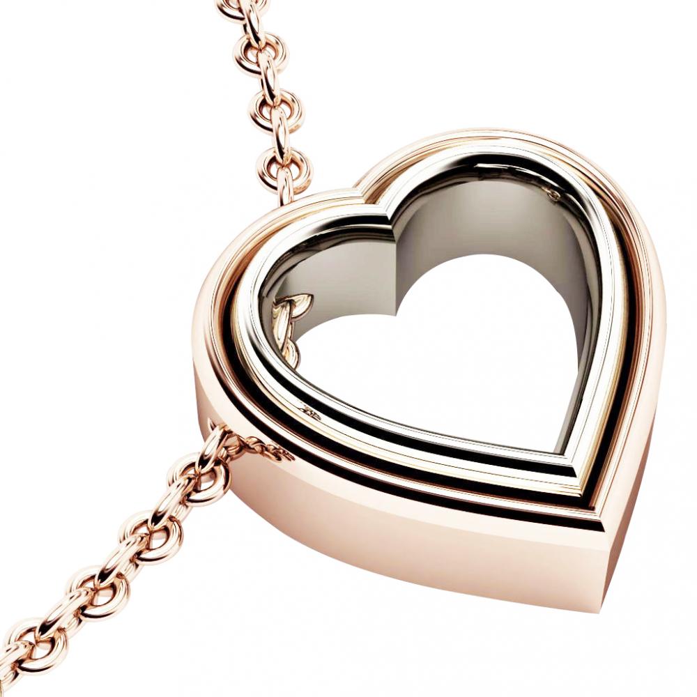 Twin Heart Necklace, made of 925 sterling silver / 18k rose & white gold finish