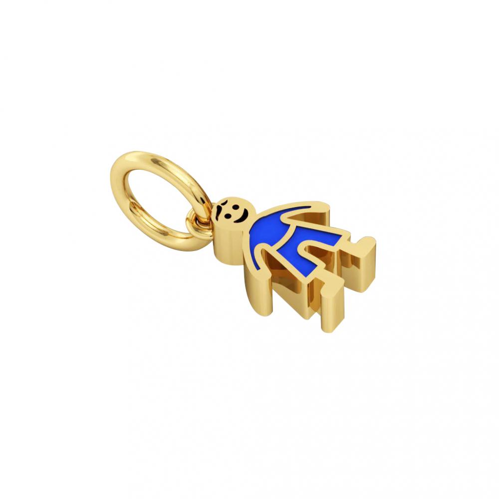 boy pendant, made of 925 sterling silver / 18k gold finish with blue enamel