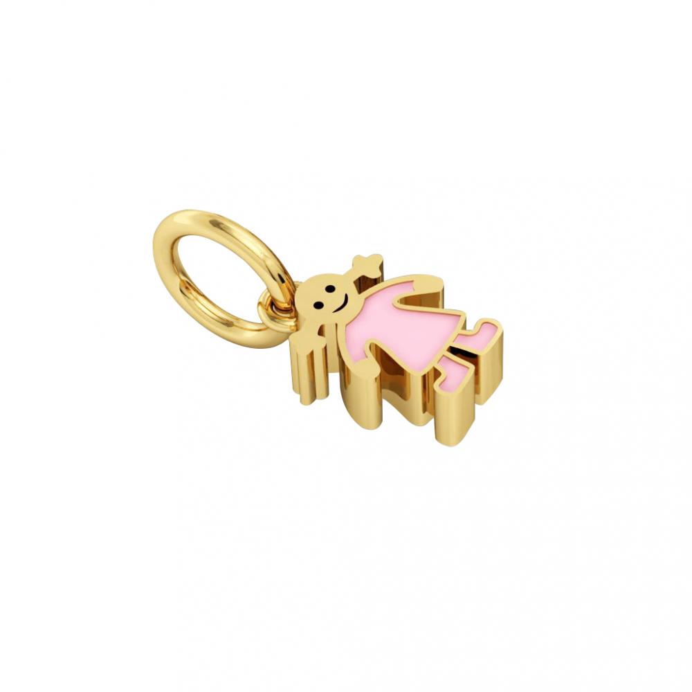 girl pendant, made of 925 sterling silver / 18k gold finish with pink enamel