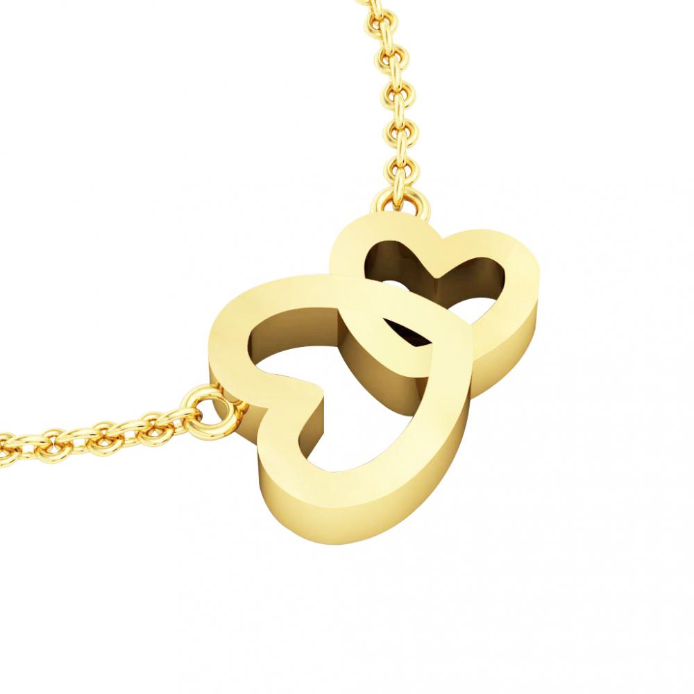 Double Heart Necklace, made of 925 sterling silver / 18k gold finish