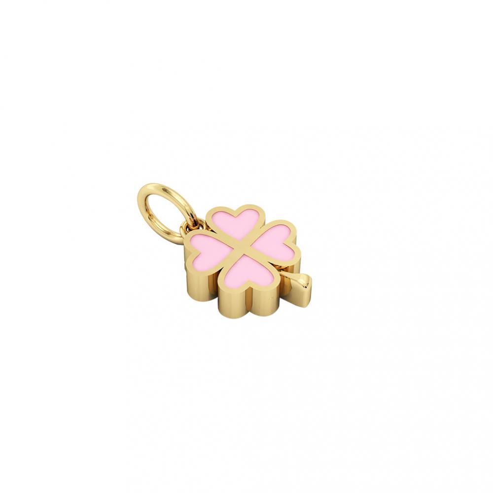 quatrefoil pendant, made of 925 sterling silver / 18k gold finish with pink enamel