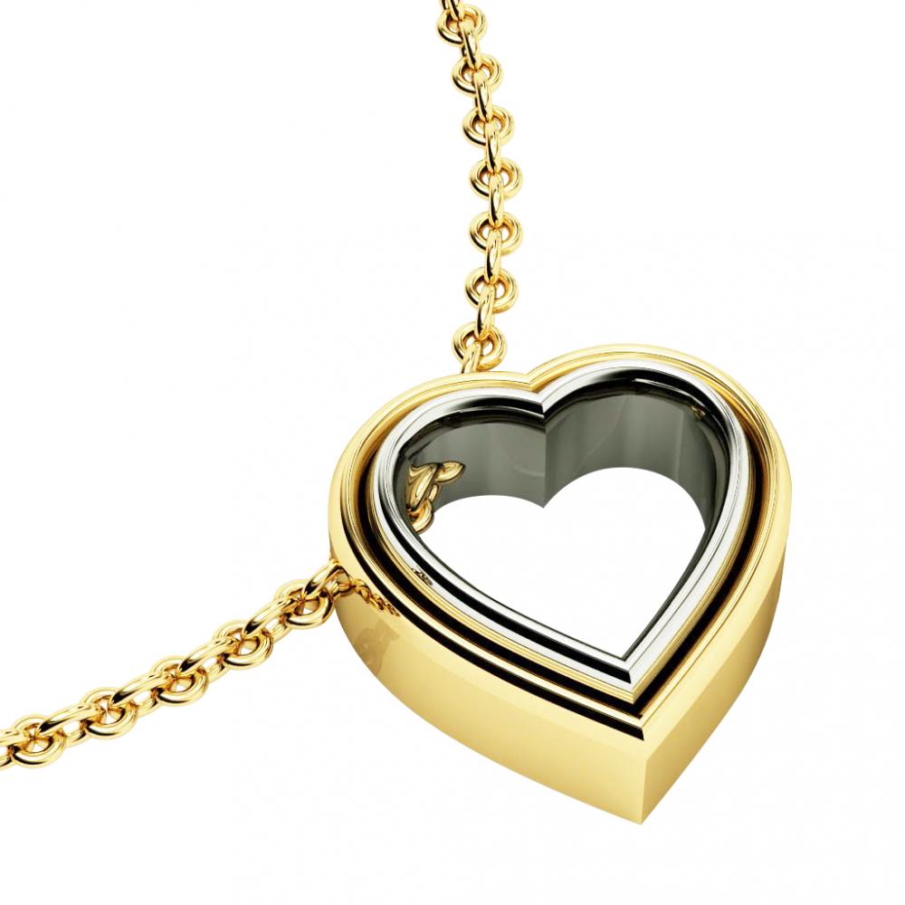 Twin Heart Necklace, made of 925 sterling silver / 18k yellow & white gold finish