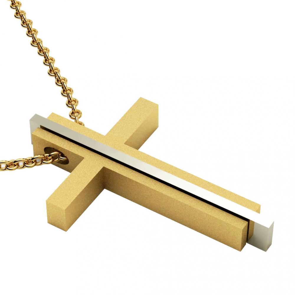 Triple Cross 5, made of 925 sterling silver / gold-white-gold