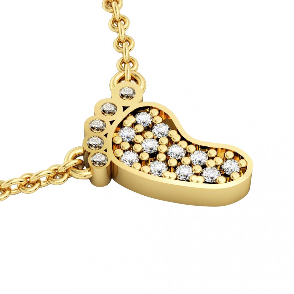 baby foot necklace, made of 925 sterling silver / 18k gold finish with white zircon