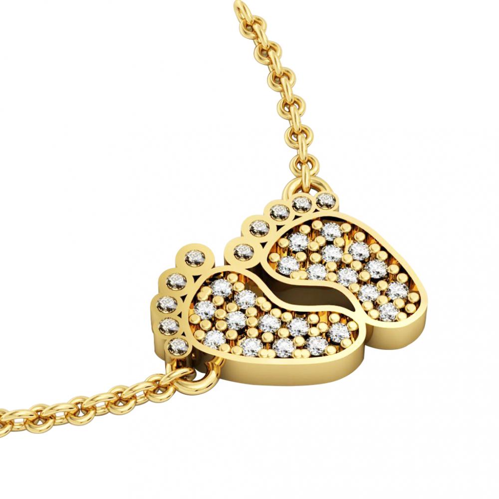 baby feet necklace, made of 925 sterling silver / 18k gold finish with white zircon