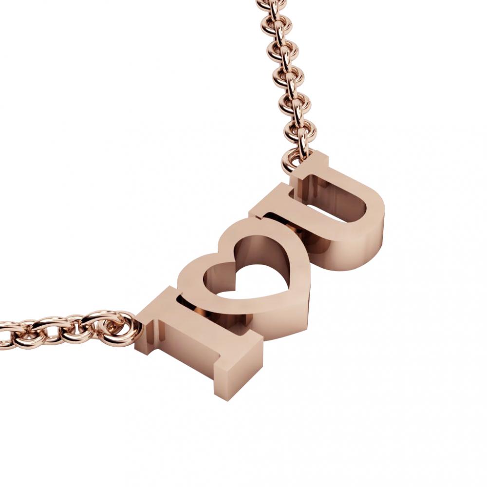 I love you Necklace, made of 925 sterling silver / 18k rose gold finish