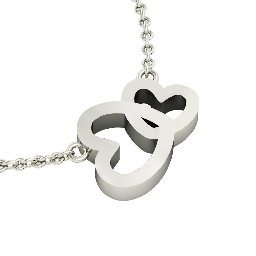 Double Heart Necklace, made of 925 sterling silver / 18k white gold finish
