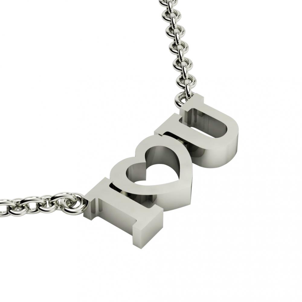 I love you Necklace, made of 925 sterling silver / 18k white gold finish